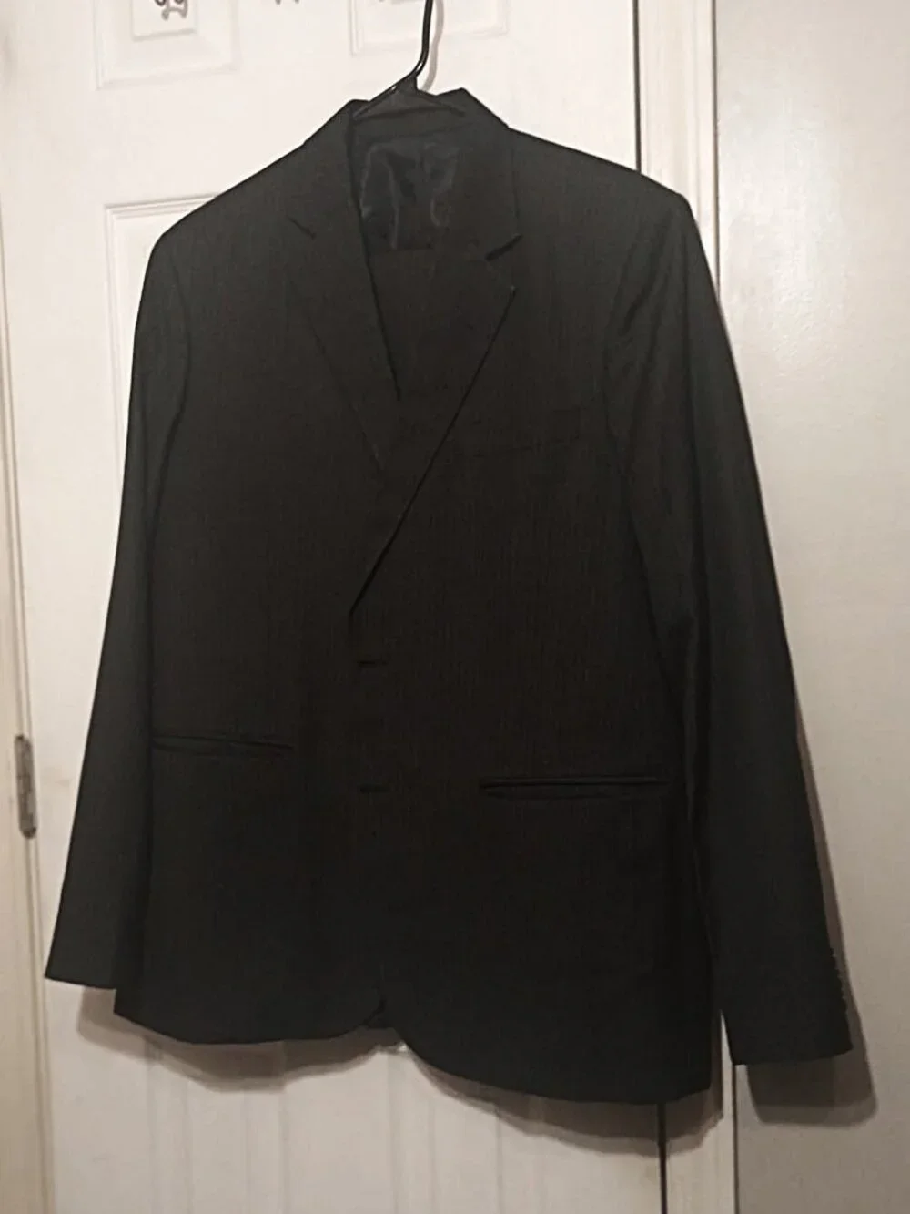 Raymond Paldi Men Grayish Brown Pinstripe 2 Piece Slim Fit Suit   46R